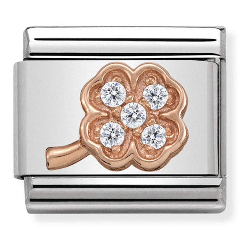 Composable Classic Link Clover Rich with Cubic Zirconias in 9ct Rose Gold