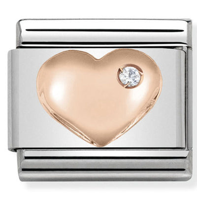 Composable Classic Link Heart with Cubic Zirconia & 9ct Rose Gold