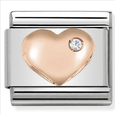 Composable Classic Link Heart with Cubic Zirconia & 9ct Rose Gold