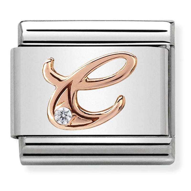 Composable Classic Link Letter C with Cubic Zirconia & 9ct Rose Gold