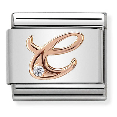 Composable Classic Link Letter C with Cubic Zirconia & 9ct Rose Gold