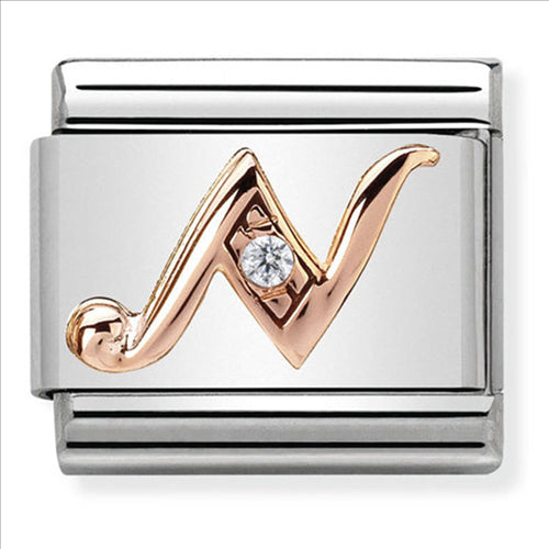 Composable Classic Link Letter N with Cubic Zirconia & 9ct Rose Gold