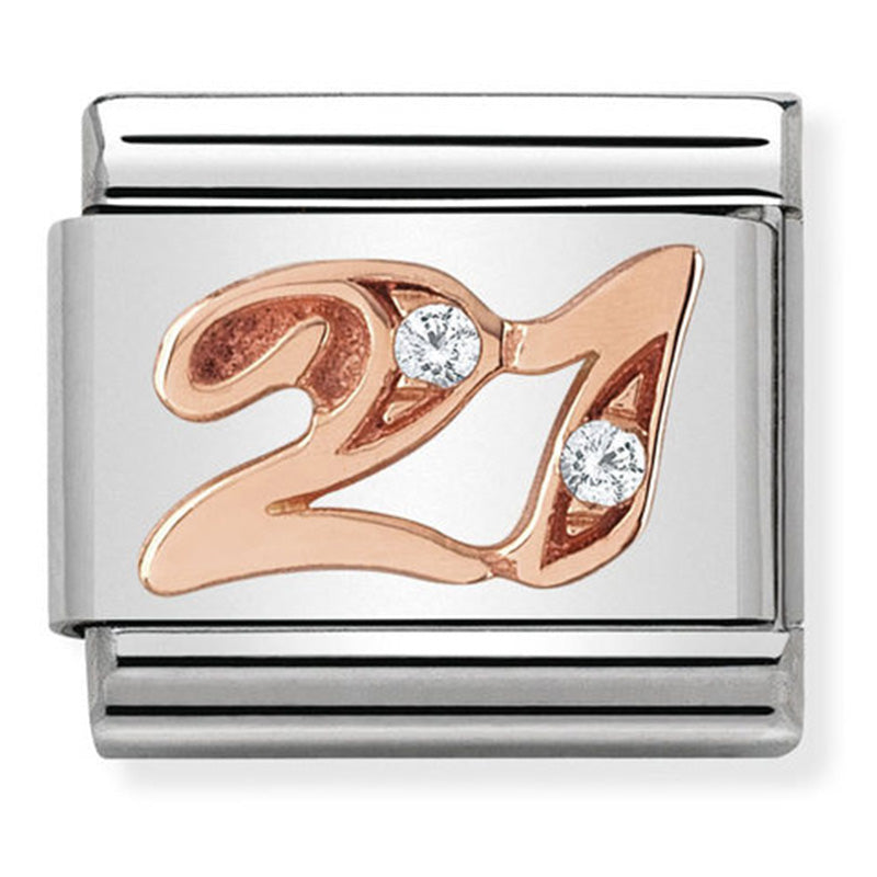 Composable Classic Link Number 21 with Cubic Zirconia & 9ct Rose Gold