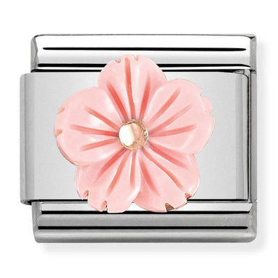 Composable Classic Link Rose Coral Flower & 9ct Rose Gold