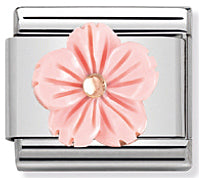 Composable Classic Link Rose Coral Flower & 9ct Rose Gold