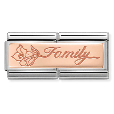 NOMINATION COMPOSABLE CLASSIC DOUBLE LINK - FAMILY WITH FLOWER IN 9CT ROSE GOLD