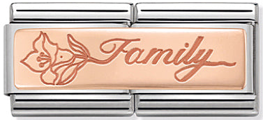 NOMINATION COMPOSABLE CLASSIC DOUBLE LINK - FAMILY WITH FLOWER IN 9CT ROSE GOLD