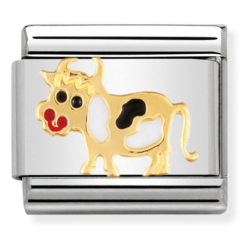 Composable Classic Link Cow in Enamel & 18ct Yellow Gold