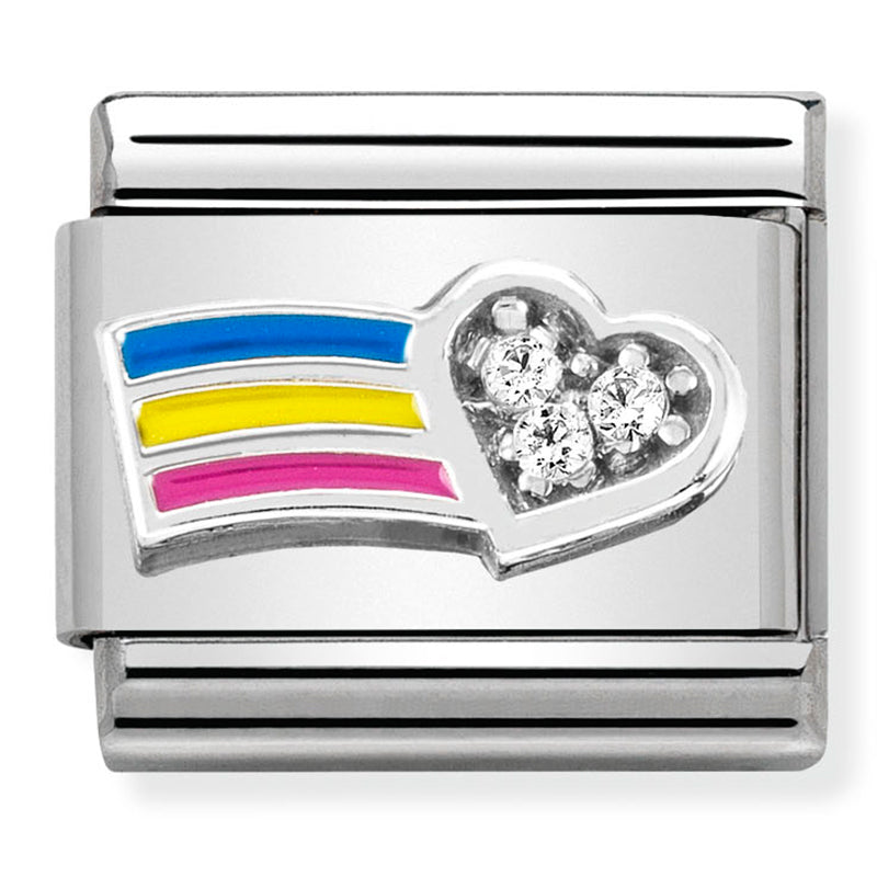 Composable Classic Link Rainbow & CZ Heart in Enamel & Silver