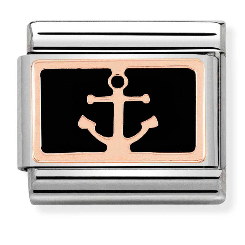 Composable Classic Link Anchor in Black Enamel & 9ct Rose Gold