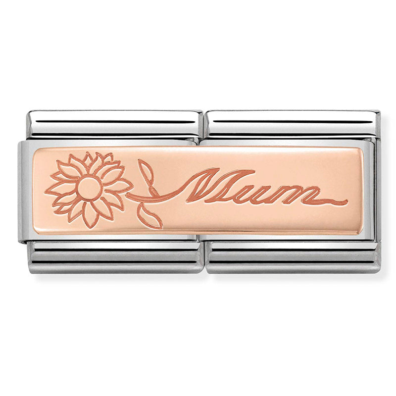 Composable Classic Double Link Mum with Flower in 9ct Rose Gold