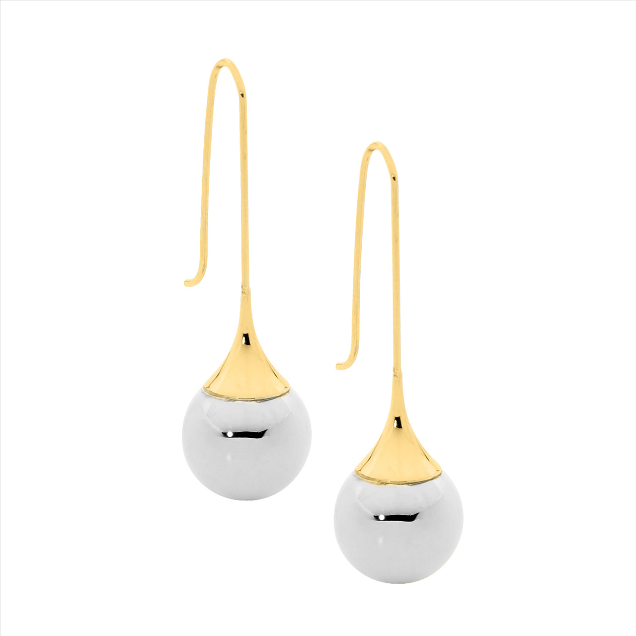 Stainless Steel & Gold Plated Ball Earring