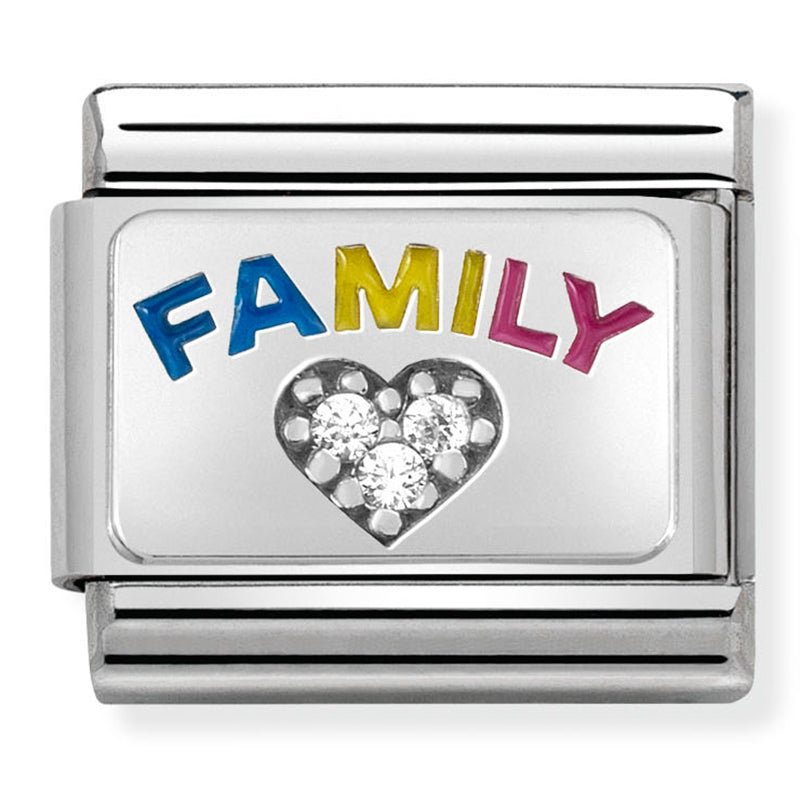 Composable Classic Link Family win Enamel & Cubic Zirconia Heart set in Silver