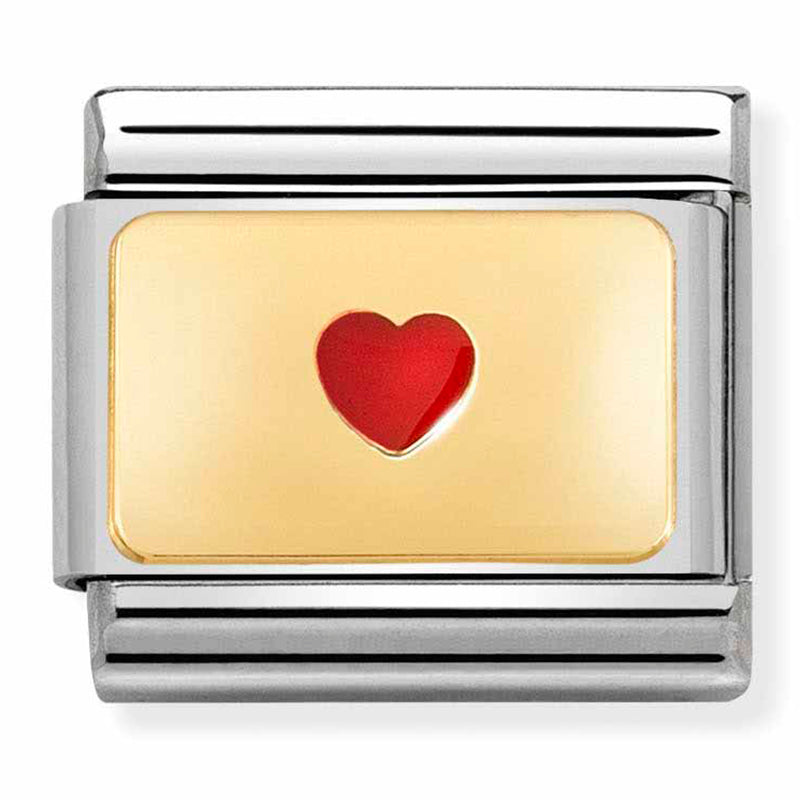 Composable Classic Link Red Heart in Enamel & 18ct Yellow Gold