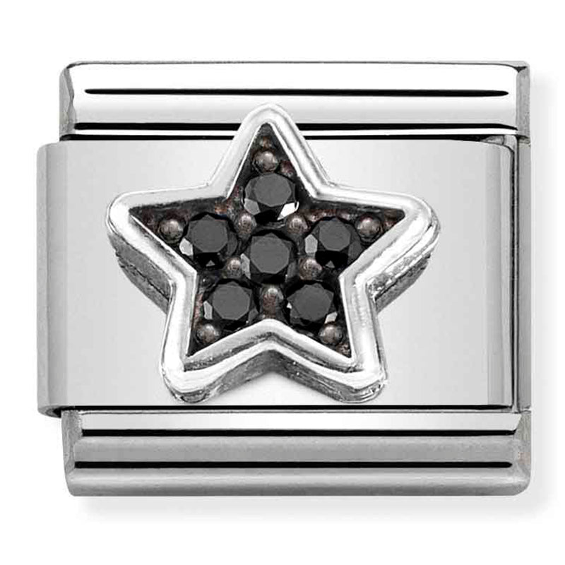 Composable Classic Link Ox St/Steel, Cubic Zirconia & Silver Silver Star Black