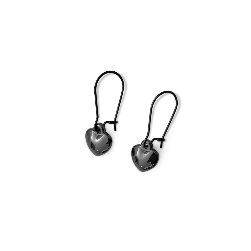 Black Plated Steel Me Heart Earrings