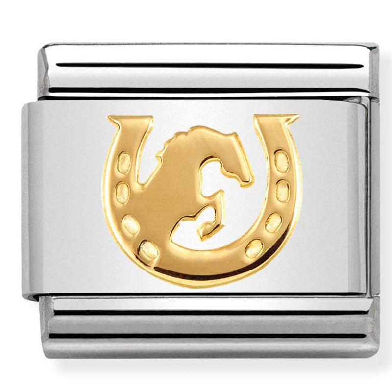 Composable Classic Link Horse Jumping in Horseshoet in 18ct Yellow Gold