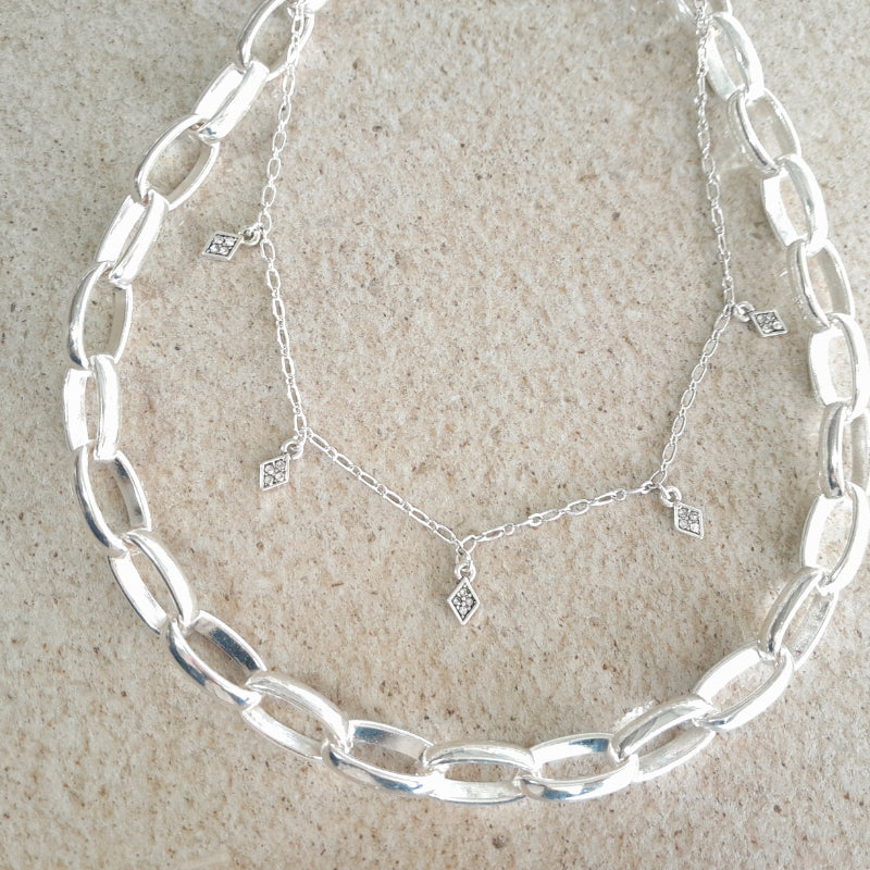 Chain Reaction Silver Plated Necklace