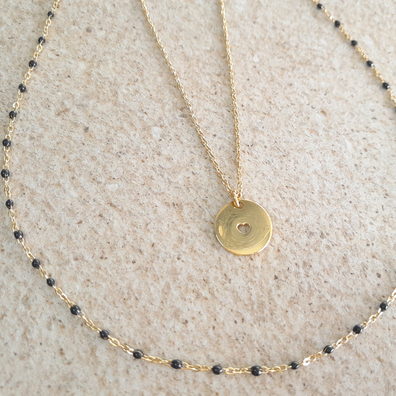Pure Steel Enamel Gold Plated Necklace