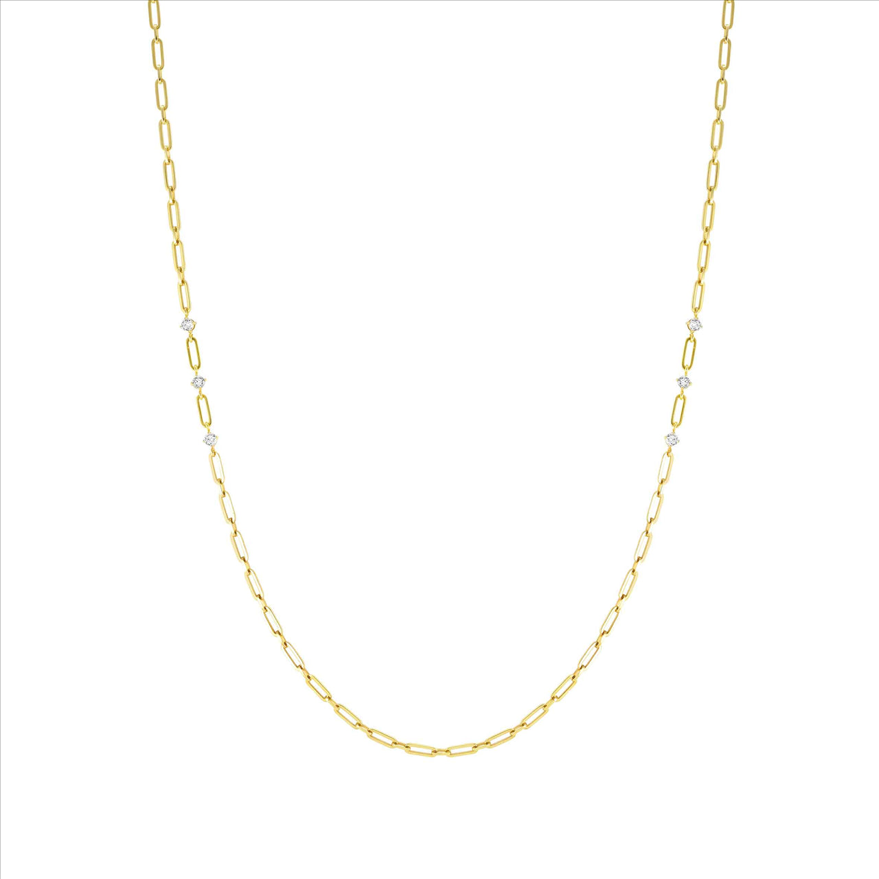Chains of Style Long Yellow Gold PVD Necklace with CZ