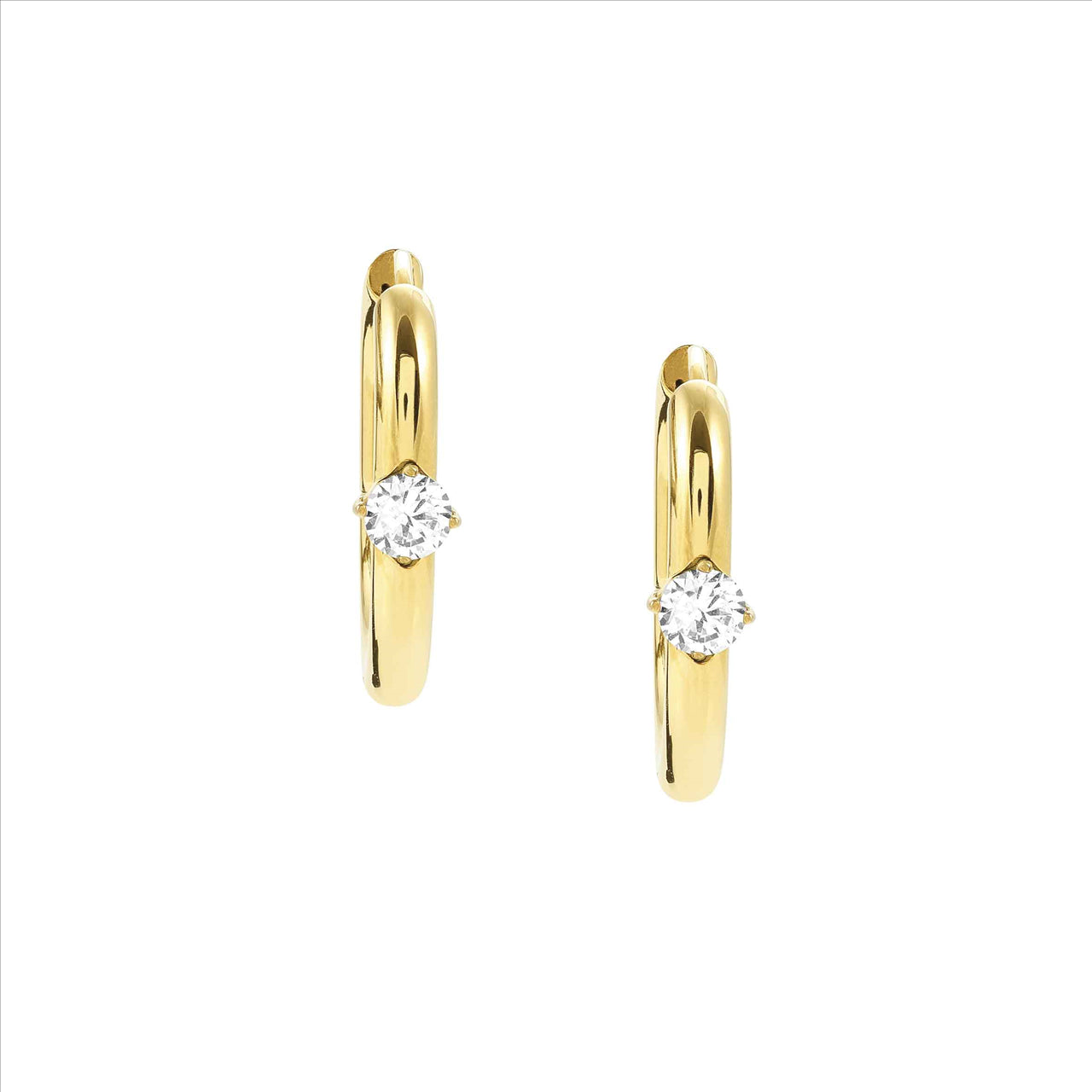 Chains of Style Yellow Gold PVD Huggie Earring with CZ