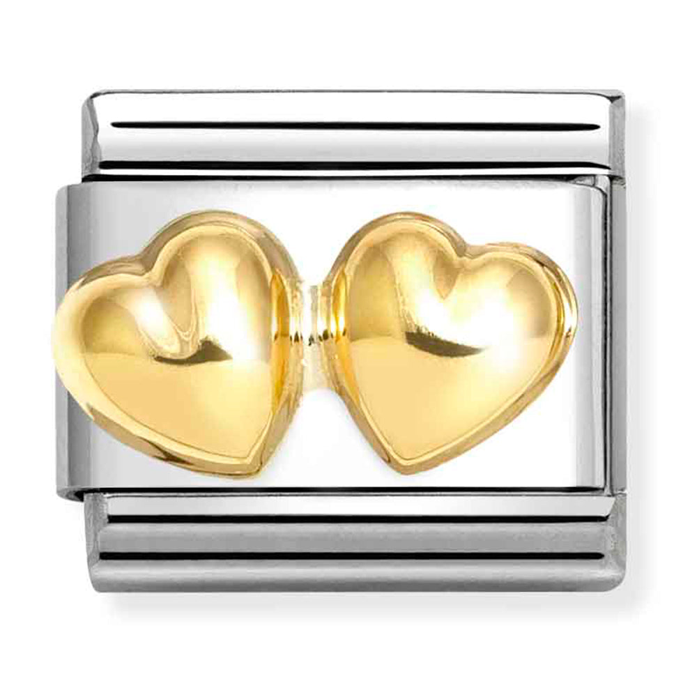 Composable Classic Link Double Rounded Hearts in 18ct Yellow Gold