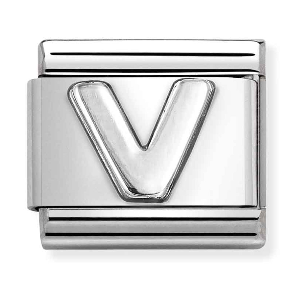 Composable Classic Link Letter V in Sterling Silver