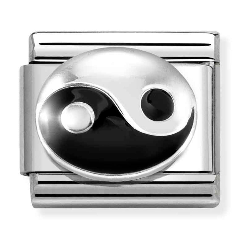 Composable Classic Link Tao (Yin Yang) in Sterling Silver & Black Enamel