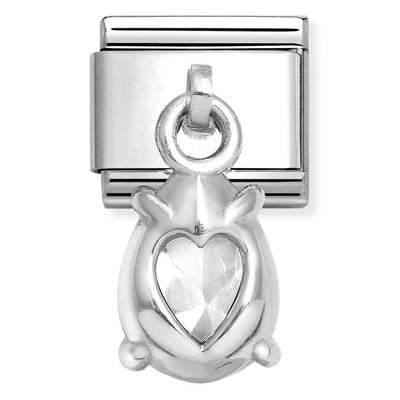 Composable Classic Link Pear Shape White CZ Charm in Sterling Silver