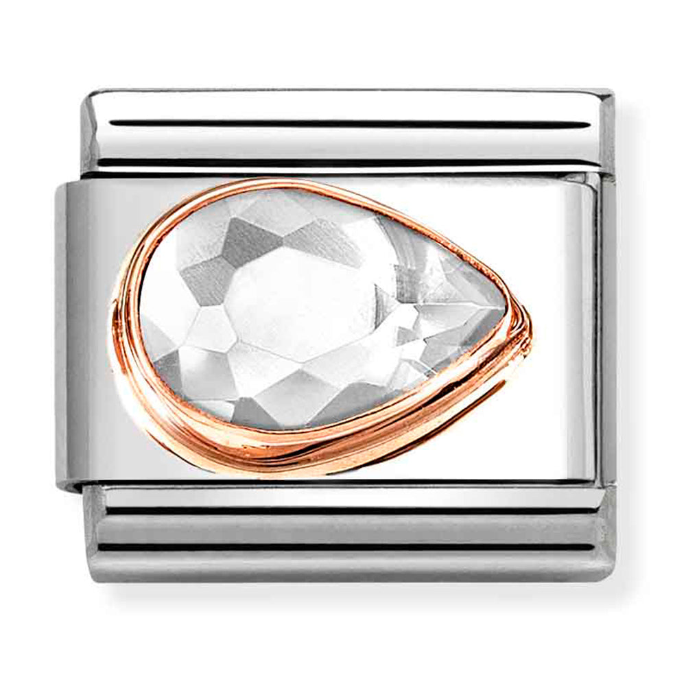 Composable Classic Link Tear Drop Right in 9ct Rose Gold & White CZ