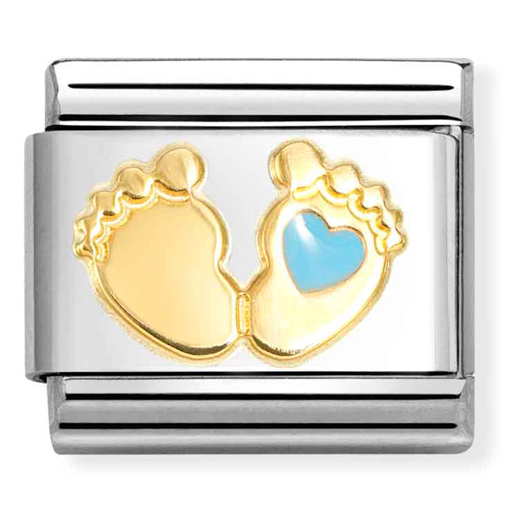 Composable Classic Link Gold & Blue Heart Foot18ct Gold