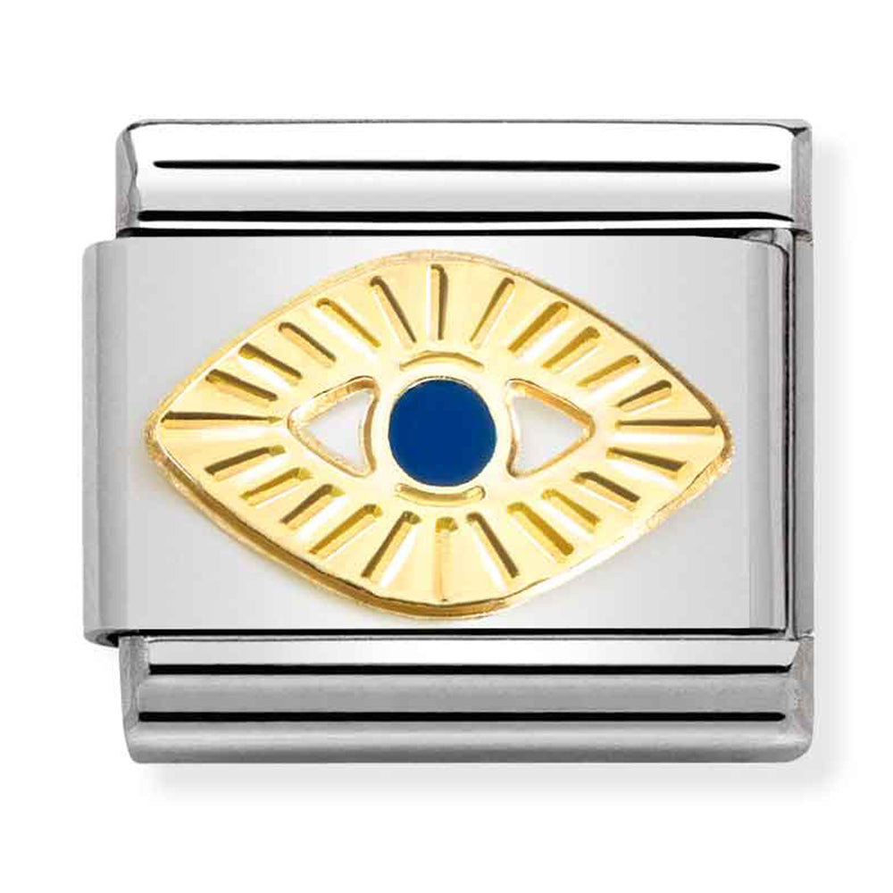 Composable Classic Link Etched Blue Eye of God 18ct Gold