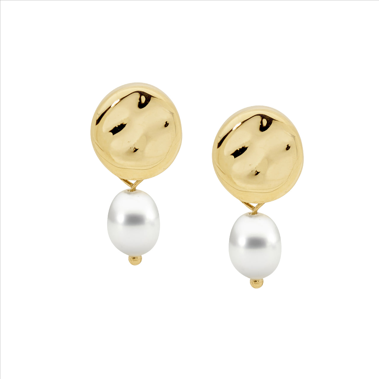 Stainless Steel Gold Plated Pearl Earring