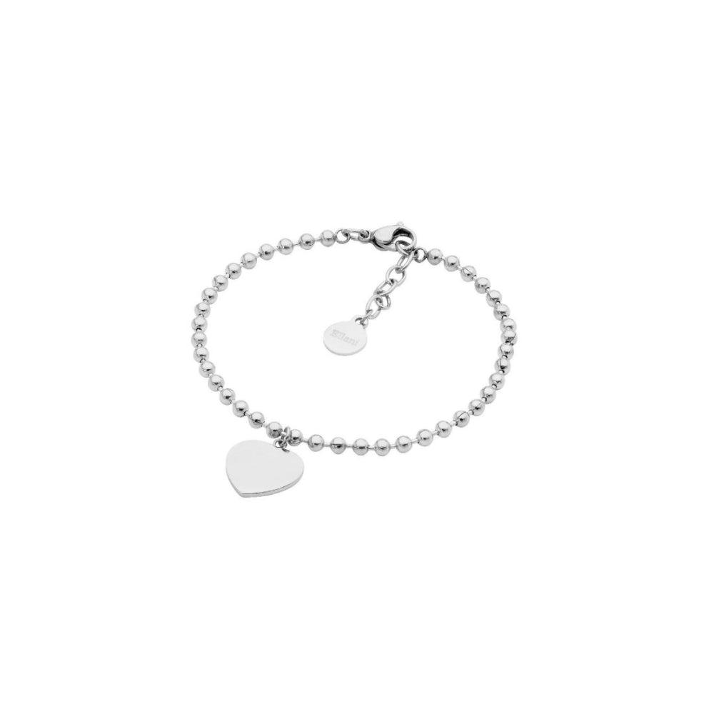 Stainless Steel Ball Bracelet with Flat Heart