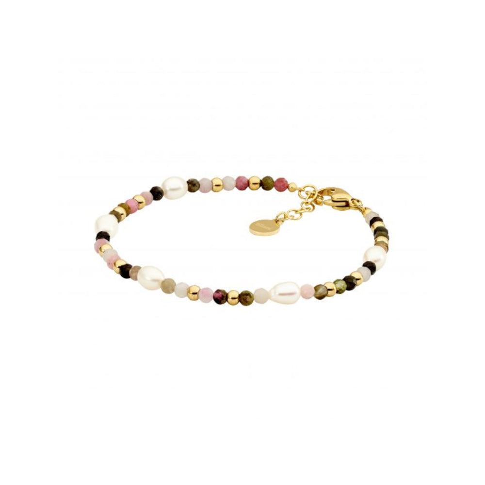 Stainless Steel Toumaline & Freshwater Pearl Bracelet