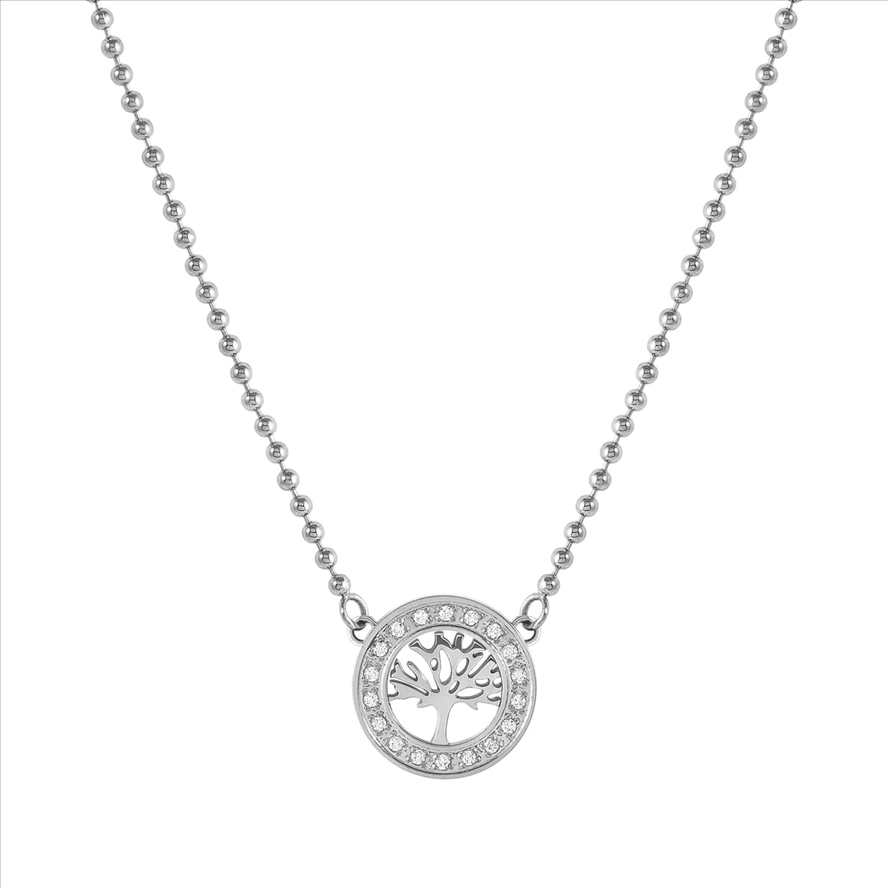 Soffio D'Amore Tree of Life Necklace in Steel & CZ's