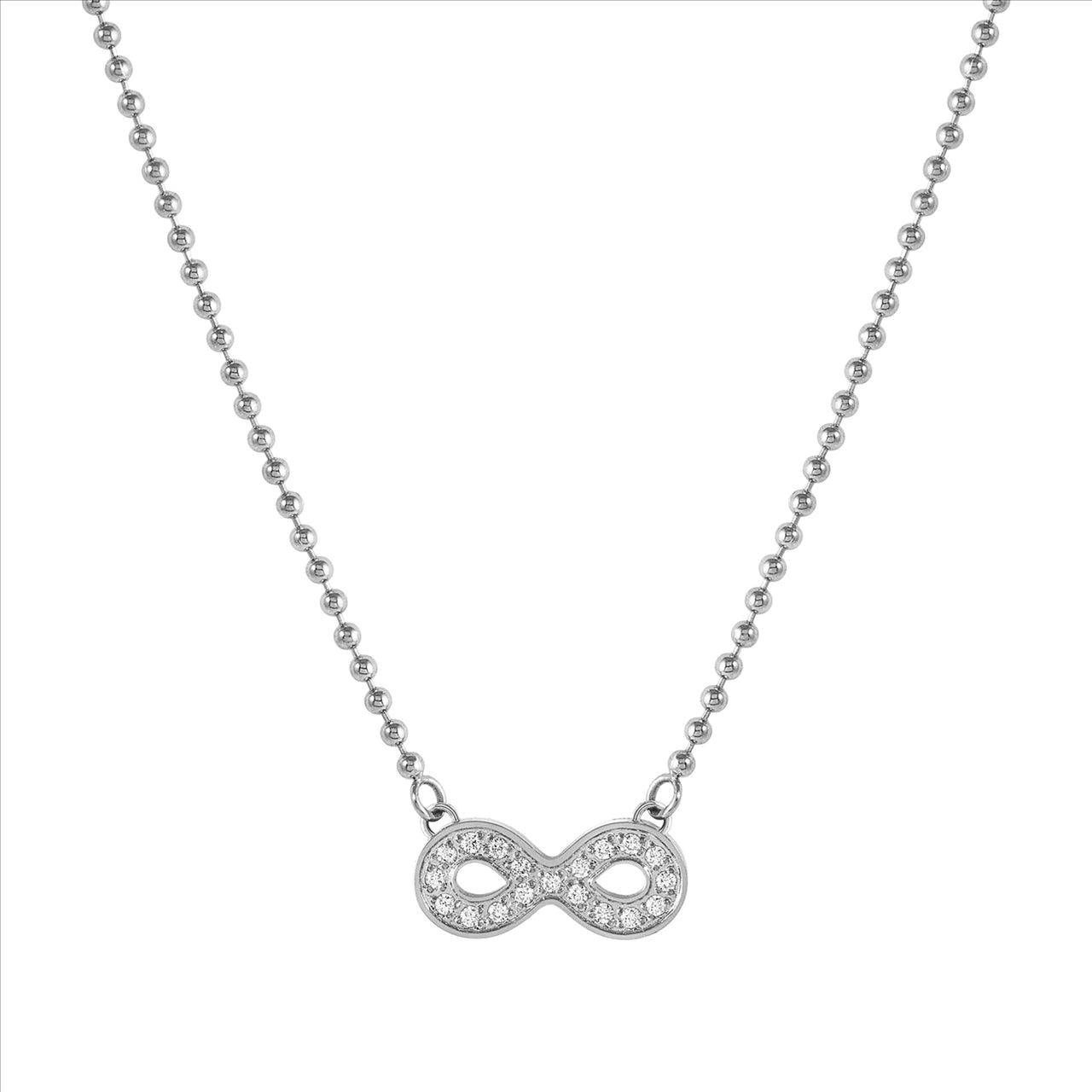 Soffio D'Amore Infinity Necklace in Steel & CZ's