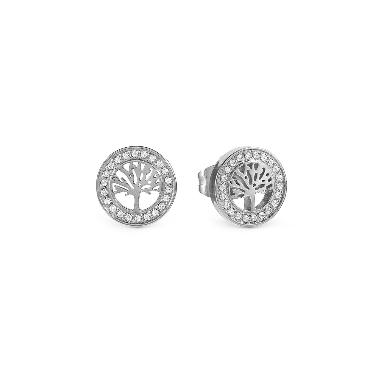 Soffio D'Amore Tree of Life Earring in Steel & CZ's