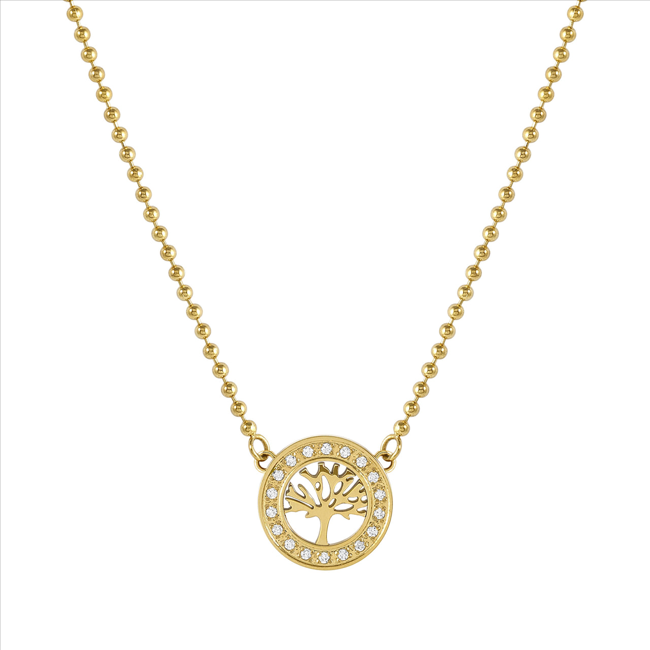 Soffio D'Amore Necklace Tree of Life Gold Plated with CZ