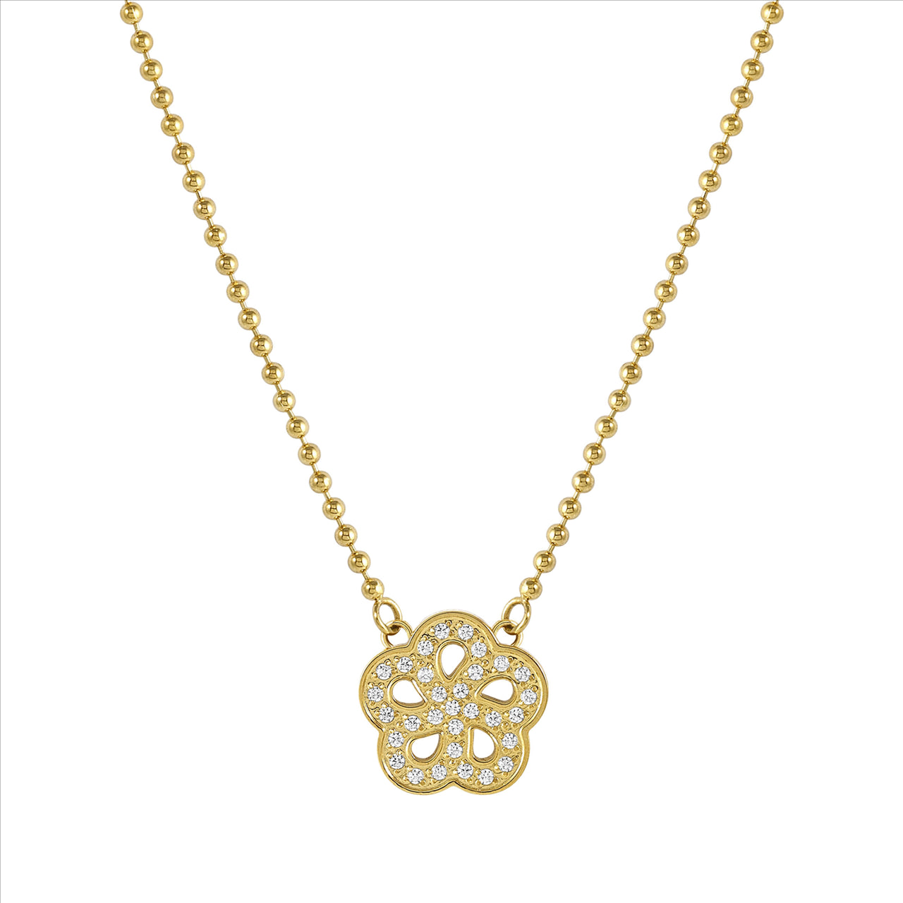 Soffio D'Amore Necklace Gold Plated Flower with CZ's