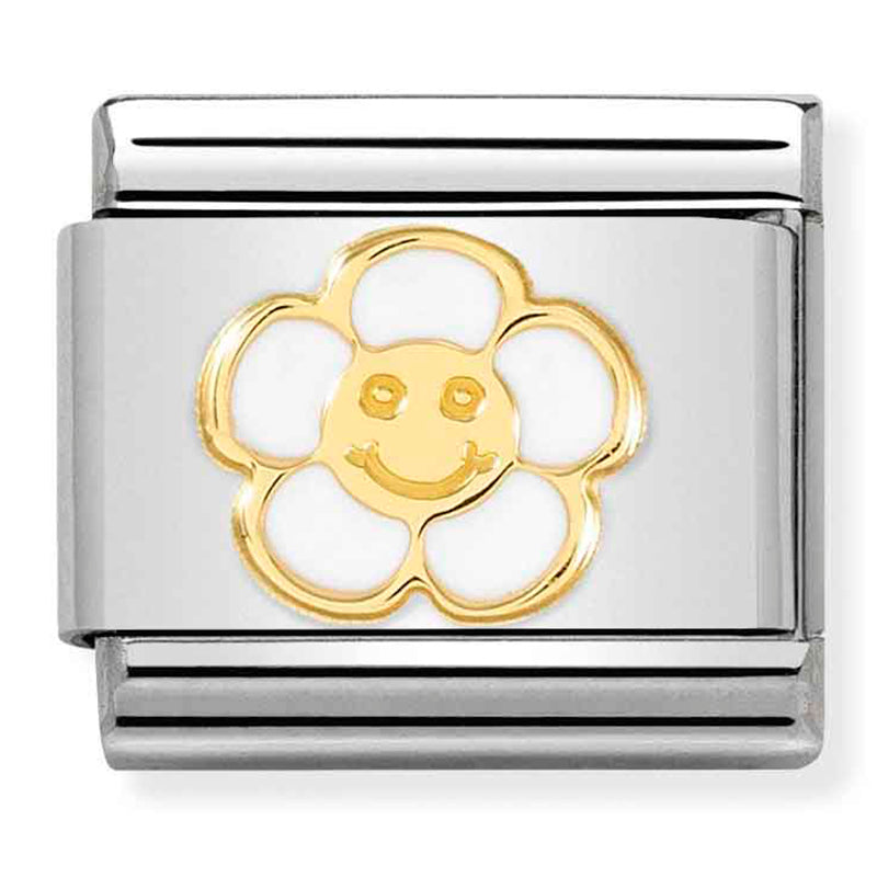 Composable Classic LinkFlower with Smile in Enamel & 18ct Gold