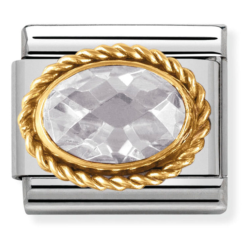 Composable Classic Link White Oval CZ in 18ct Gold