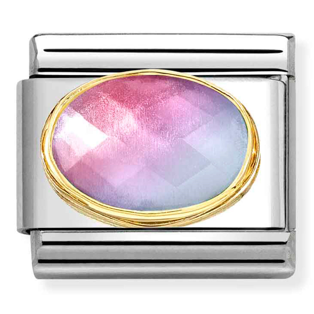 Composable Classic Link Light Pink/ Blue CZ in18ct Gold