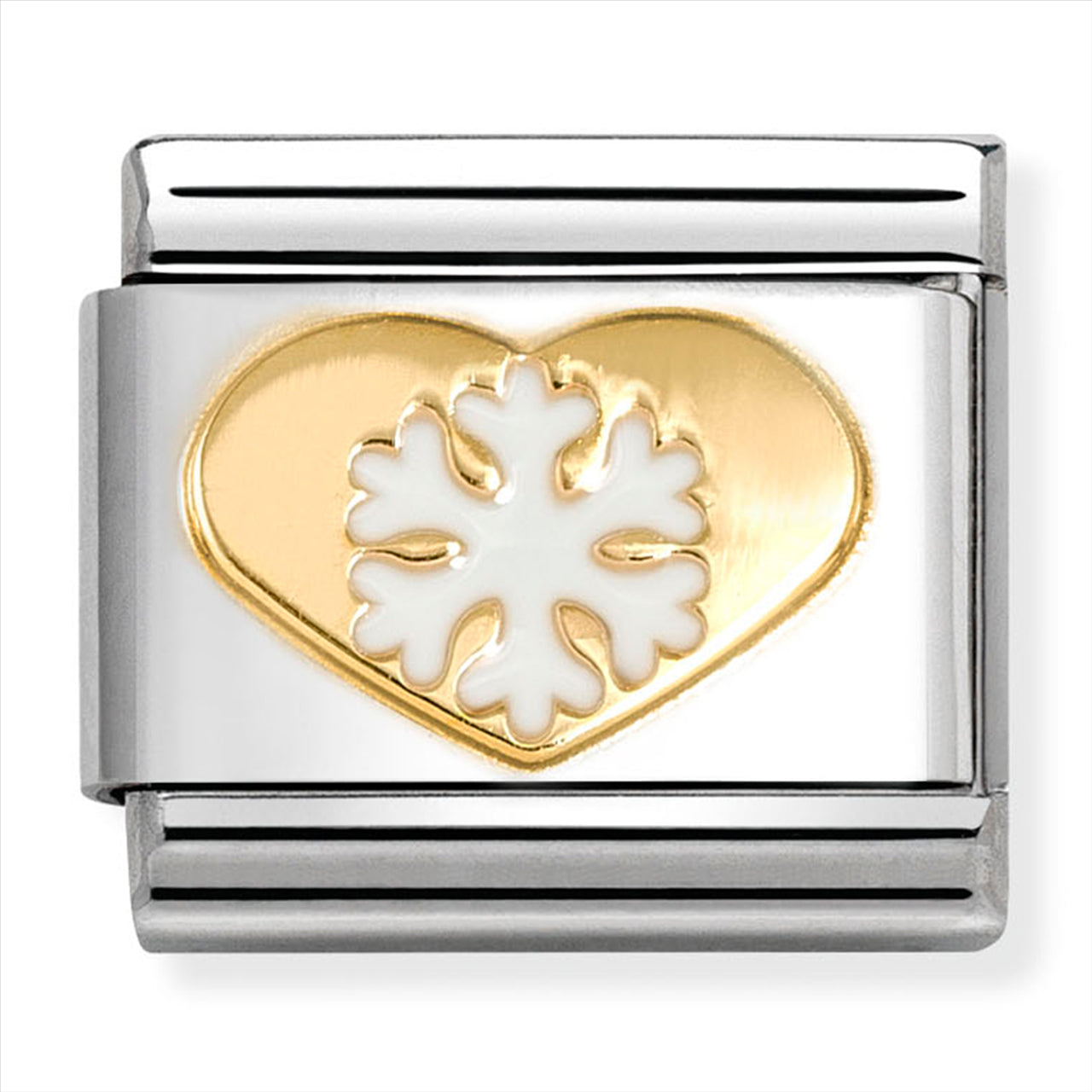 Composable Classic Link White Snowflake in Enamel in & 18ct Gold