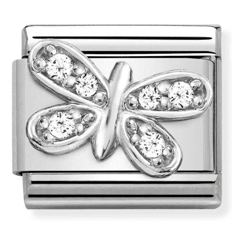 Composable Classic Link Butterfly with CZ & Silver