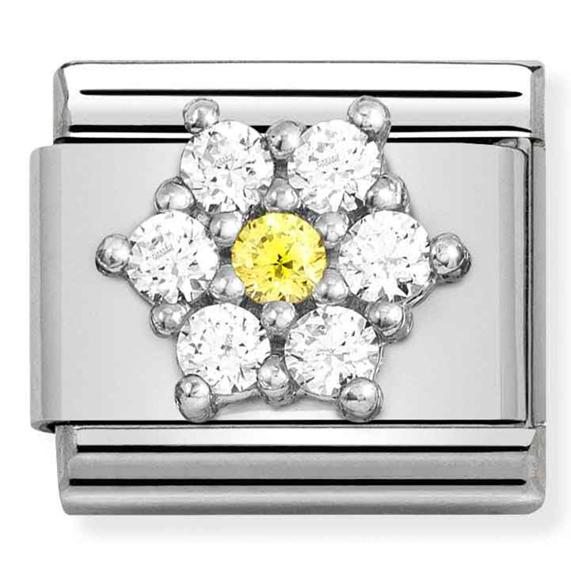 Composable Classic Link Flower with White/Yellow CZ & Silver