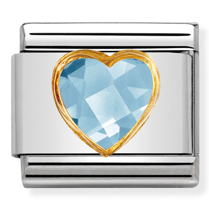 Composable Classic Link Light Blue Cubic Zirconia Heart in18ct Gold