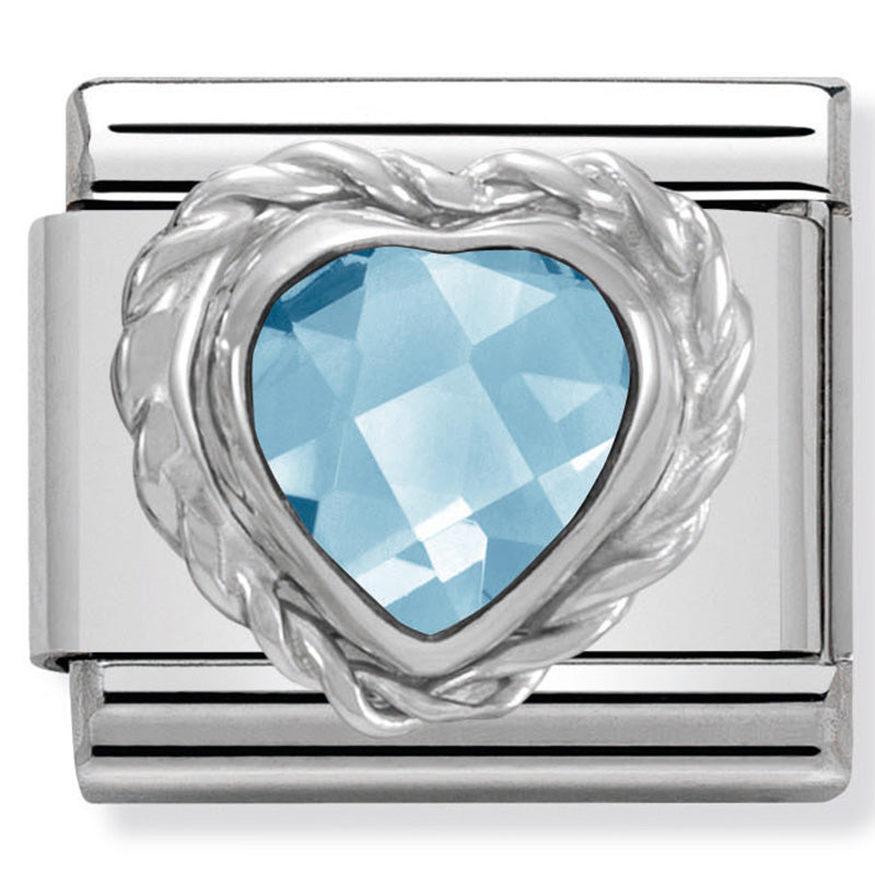 Composable Classic Link Light Blue Cubic Zirconia Heart in Silver