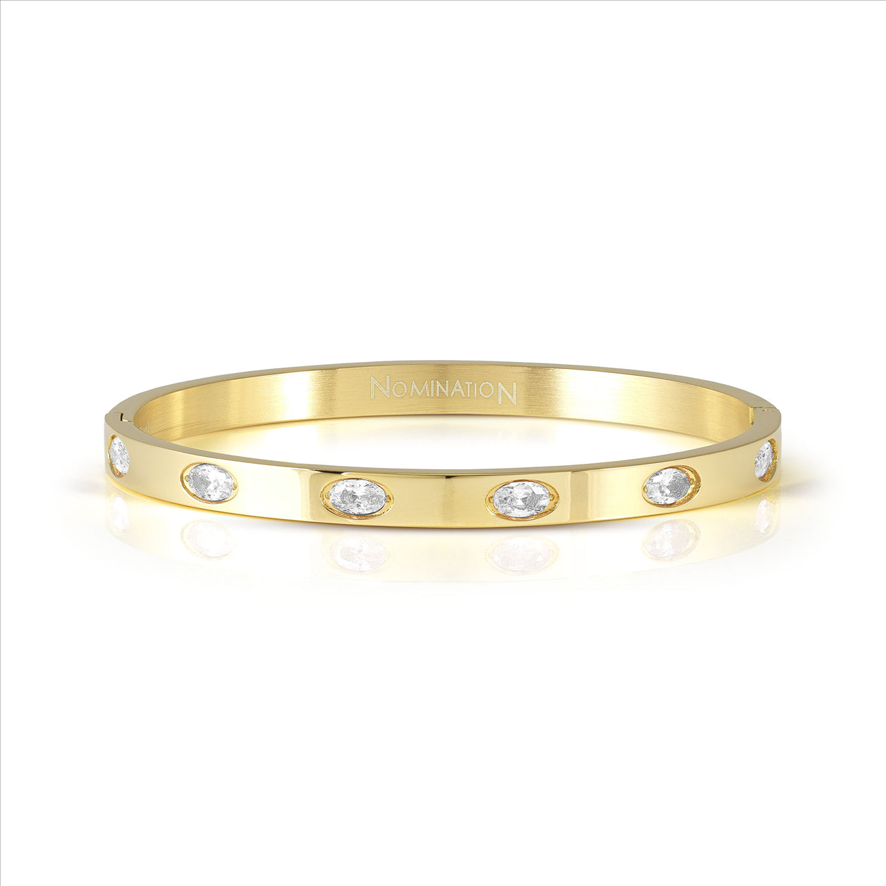 Pretty Bangles Gold PVD Stainless Steel Bangle with White Cubic Zirconia's