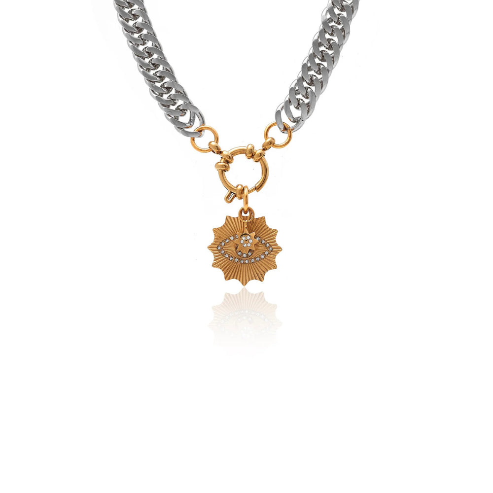 Nova Two-Tone / Necklace / CZ + Silver + Gold